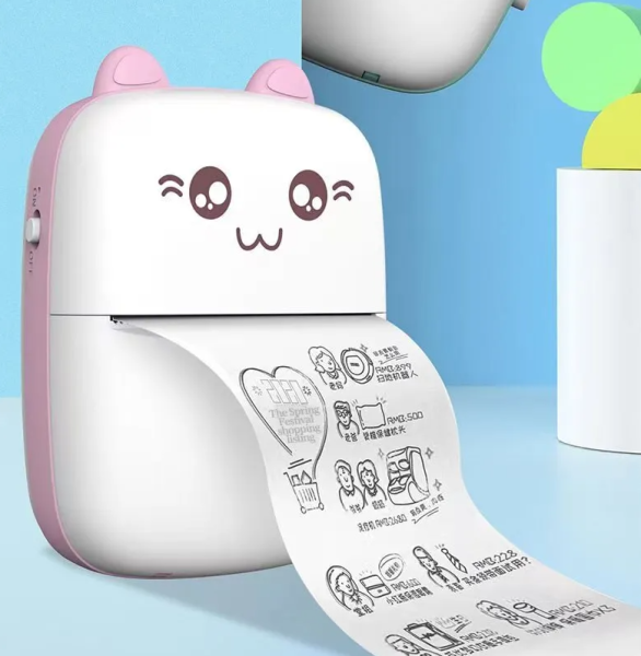 Портативный мини принтер Cat Mini Learns Printer для печати с телефона